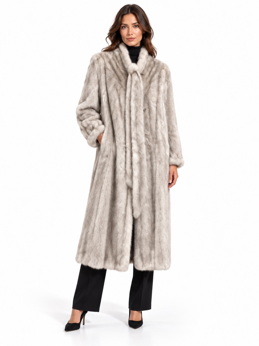Vintage Furs By Michel Long Cream Mink Coat Fits Size L